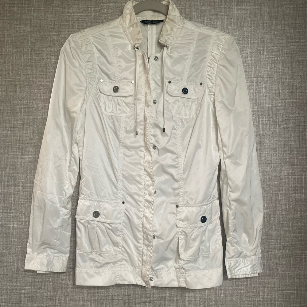 White House Black Market Cream Utility Jacket with Snap Pockets